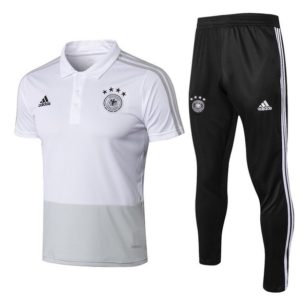 Polo Alemania Conjunto Completo 2018 Gris Blanco